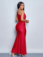 Vestido Longo Ombro Único Com Drapeado E Fivela