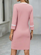 Vestido Midi Ajustado Com Bolsos Estilo Clássico
