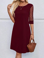 Vestido Curto Manga Tule Com Transparência Estilo Elegante