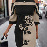 Vestido Midi Com Ombros Vazados E Estampa Floral