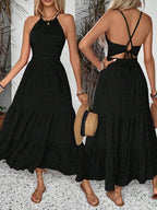 Vestido Longo Frente Única Com Costas Vazadas Resort