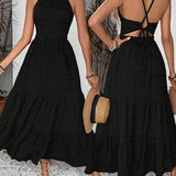 Vestido Longo Frente Única Com Costas Vazadas Resort