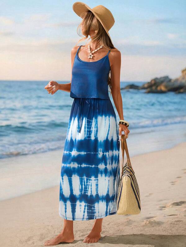 Vestido Midi Com Fenda Lateral E Estampa Tie Dye Resort