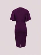 Vestido Midi Ajustado Com Babados Assimétricos