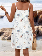 Vestido Curto Com Alças Finas E Estampa Floral Casual