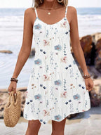 Vestido Curto Com Alças Finas E Estampa Floral Casual