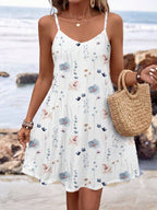 Vestido Curto Com Alças Finas E Estampa Floral Casual