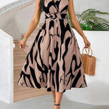 Vestido Midi Evasê Com Decote Transpassado Plissado