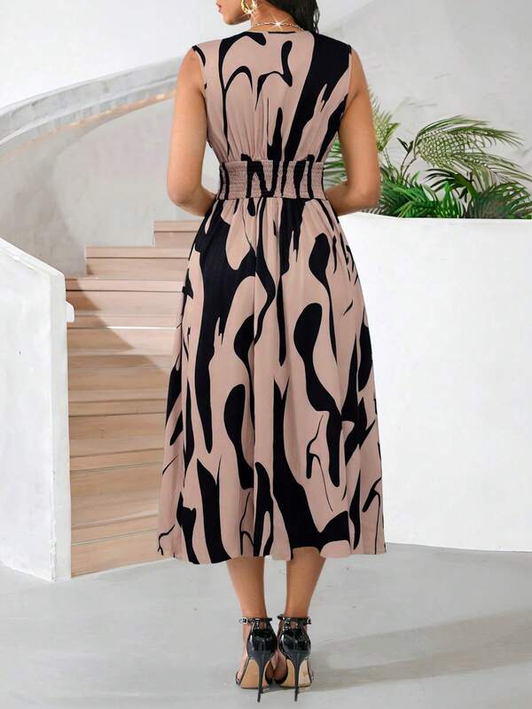 Vestido Midi Evasê Com Decote Transpassado Plissado