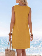 Vestido Curto Sem Mangas Estilo Minimalista Casual
