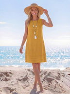 Vestido Curto Sem Mangas Estilo Minimalista Casual