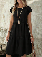Vestido Midi Soltinho Com Recortes Estilo Casual
