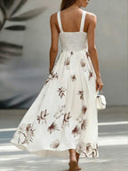 Vestido Longo Transpassado Acinturado Estampa Floral Elegante