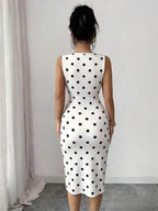 Vestido Midi Transpassado Com Faixa Estampa Poá