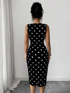 Vestido Midi Transpassado Com Faixa Estampa Poá