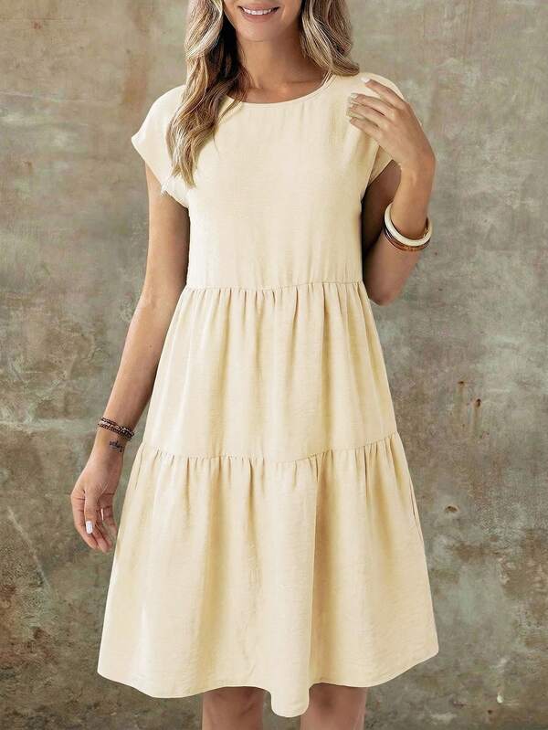 Vestido Midi Soltinho Com Recortes Estilo Casual