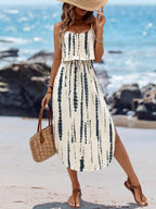 Vestido Midi Com Alças Finas E Estampa Tie Dye Resort