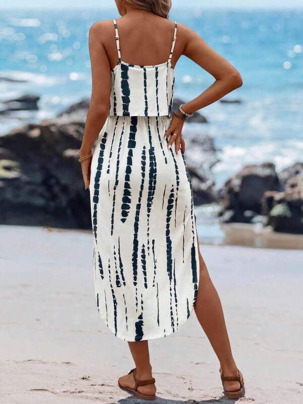 Vestido Midi Com Alças Finas E Estampa Tie Dye Resort