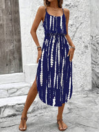 Vestido Midi Com Alças Finas E Estampa Tie Dye Resort