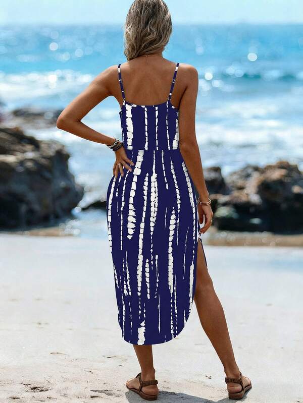 Vestido Midi Com Alças Finas E Estampa Tie Dye Resort