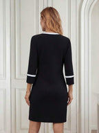 Vestido Midi Ajustado Com Bolsos Contrastantes