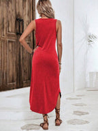 Vestido Midi Regata Com Fenda Lateral E Estampa Lettering