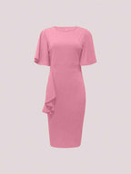 Vestido Midi Ajustado Com Babados Assimétricos