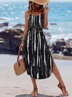 Vestido Midi Com Alças Finas E Estampa Tie Dye Resort
