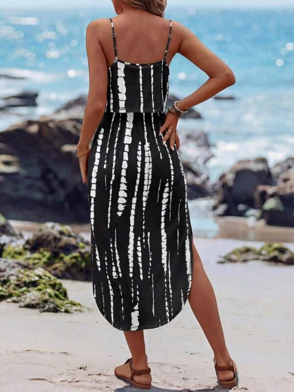 Vestido Midi Com Alças Finas E Estampa Tie Dye Resort
