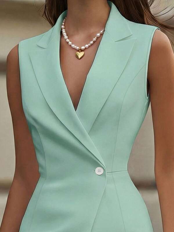 Vestido Curto Alfaiataria Com Decote Blazer