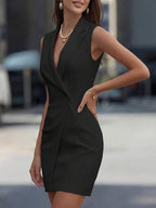 Vestido Curto Alfaiataria Com Decote Blazer
