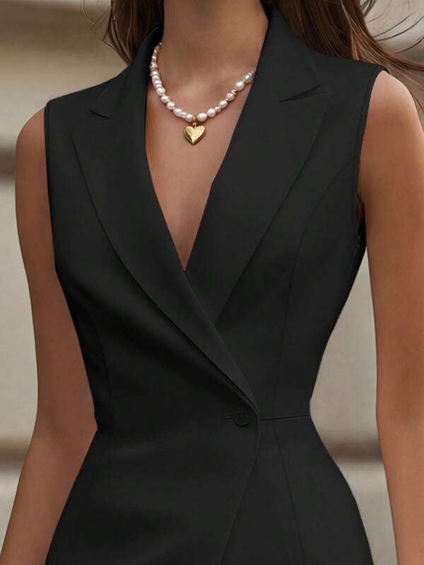 Vestido Curto Alfaiataria Com Decote Blazer
