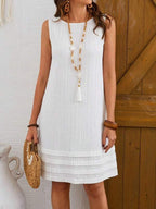 Vestido Curto Sem Mangas Estilo Minimalista Casual
