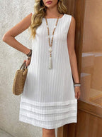 Vestido Curto Sem Mangas Estilo Minimalista Casual