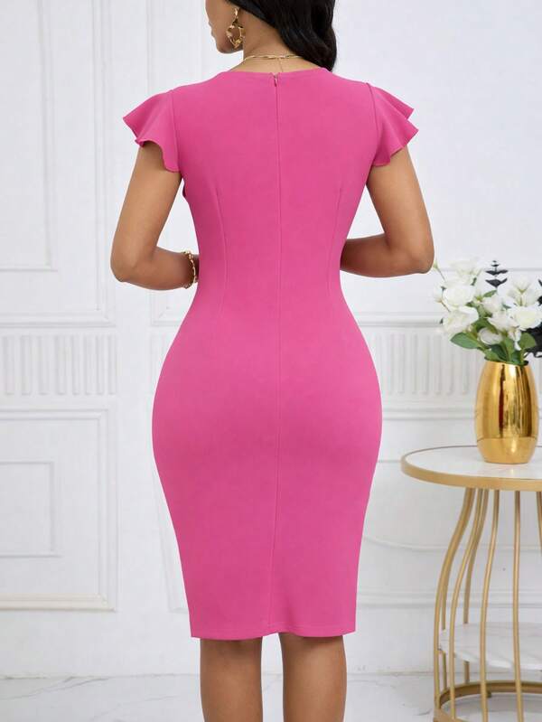 Vestido Midi Transpassado Com Botões Evasê