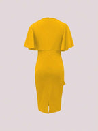 Vestido Midi Ajustado Com Babados Assimétricos