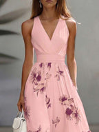 Vestido Longo Transpassado Acinturado Estampa Floral Elegante