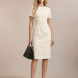 Vestido Midi Ajustado Com Cinto Estilo Minimalista