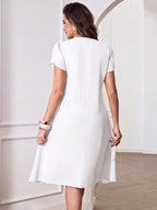 Vestido Midi Com Babados Em Camadas E Manga Curta