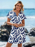 Vestido Curto Com Estampa Floral Abstrata Estilo Resort