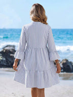Vestido Midi Com Bordado Floral E Manga Longa Resort