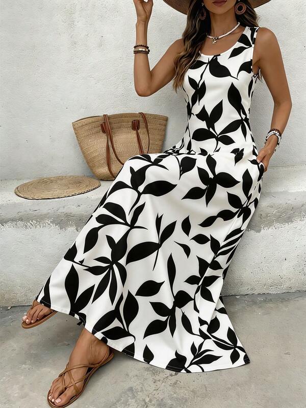 Vestido Longo Regata Com Estampa Floral Abstrata Resort