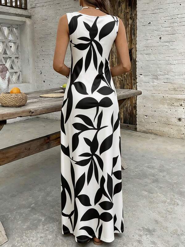 Vestido Longo Regata Com Estampa Floral Abstrata Resort