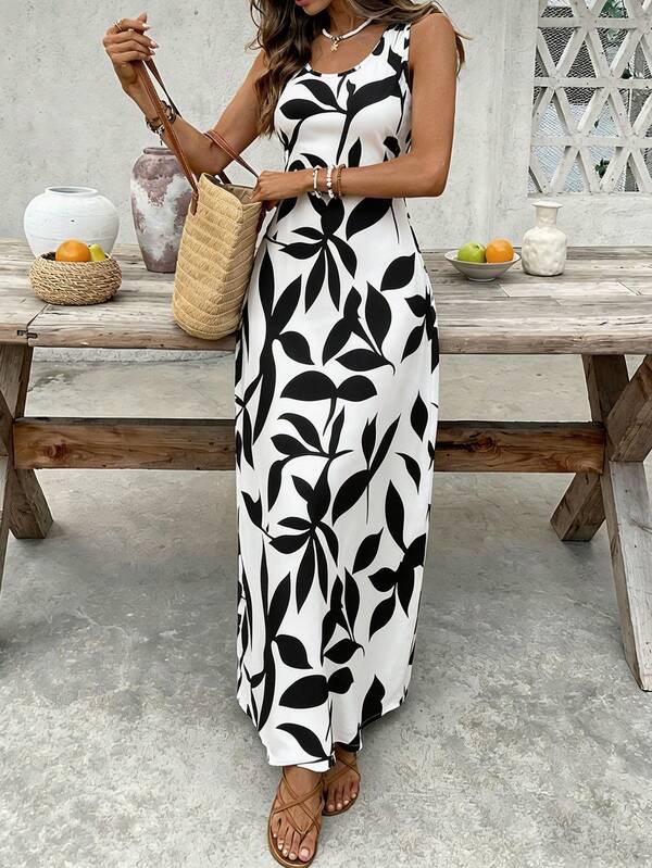Vestido Longo Regata Com Estampa Floral Abstrata Resort