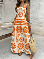 Vestido Longo Regata Com Estampa Floral Abstrata Resort