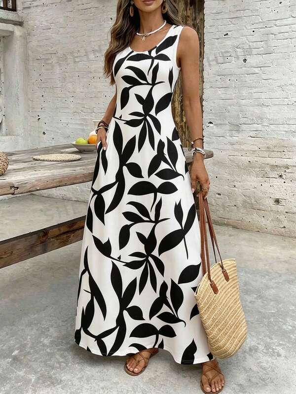 Vestido Longo Regata Com Estampa Floral Abstrata Resort