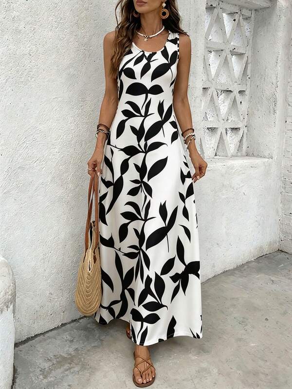 Vestido Longo Regata Com Estampa Floral Abstrata Resort