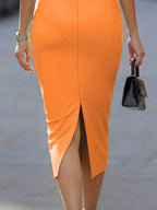 Vestido Midi Transpassado Com Cinto Estilo Clássico