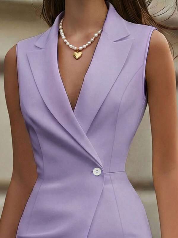 Vestido Curto Alfaiataria Com Decote Blazer