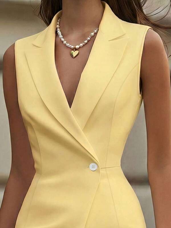 Vestido Curto Alfaiataria Com Decote Blazer